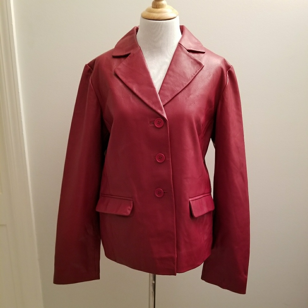 Margaret Godfrey Large Red Genuine Leather Jacket